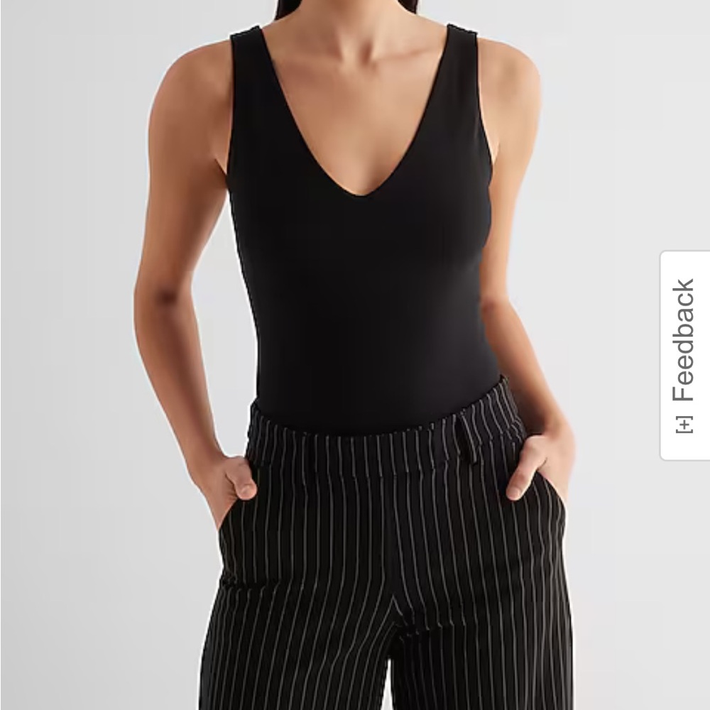 Express double v cotton blend body suit